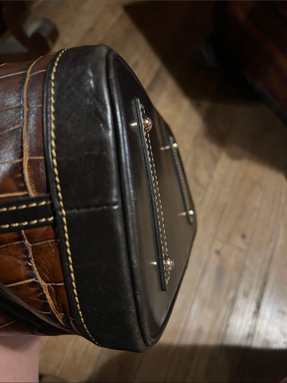 Dooney brown Croc-Embossed Leather Shoulder Bag - Picture 5 of 10